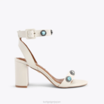 Kurt Geiger 女性 ロンドン オクタヴィア ブロック サンダル D60X6676 骨の組み合わせ |履物