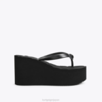Kurt Geiger 女性 ロンドン ケンジントン フリップフロップ ウェッジ D60X6434 黒 |履物