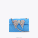 Kurt Geiger 女性 ロンドン ベルベット ミディアム ケンジントン D60X6107 青 |バッグ