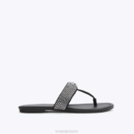 Kurt Geiger 女性 ロンドンケンジントン Tバーサンダル D60X6447 黒 |履物