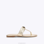 Kurt Geiger 女性 ロンドンケンジントン Tバーサンダル D60X6448 金 |履物