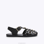 Kurt Geiger 女性 ロンドンマデリンフィッシャーマンサンダル D60X6449 黒 |履物