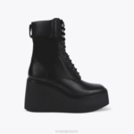 Kurt Geiger 女性 ロンドン風格のあるレースアップブーツ D60X6662 黒 |履物