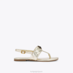 Kurt Geiger 子供たち ロンドンミニケンジントンTサンダル D60X6483 金 |履物